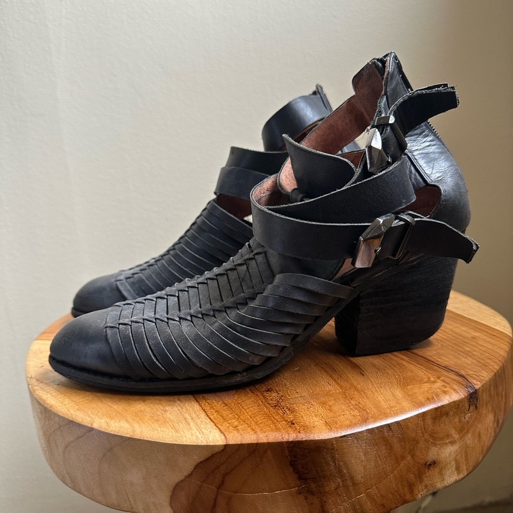 Jeffrey Campbell Woven Buckle Ankle Boots